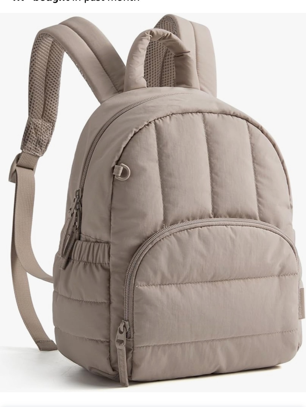 Anthropologie Taupe Puffer Backpack with Plush Charm